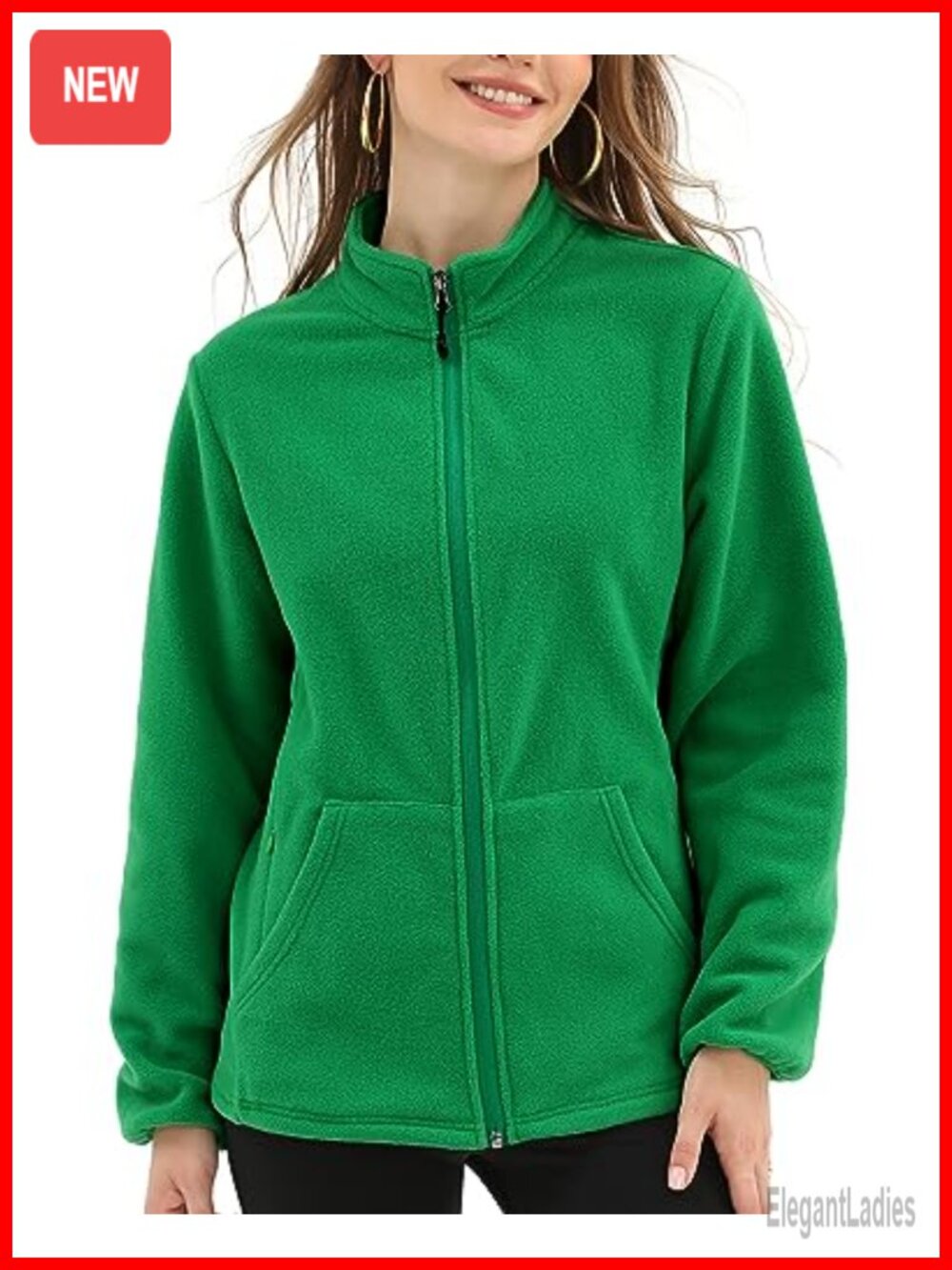 Women's Fleece Jacket Full Zip 6 Pockets Microfleece Outdoor Casual